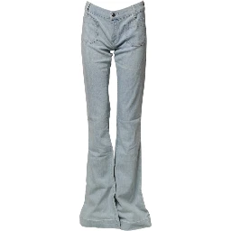 Light Blue Boot Cut Mid Waist Denim Casual Jeans