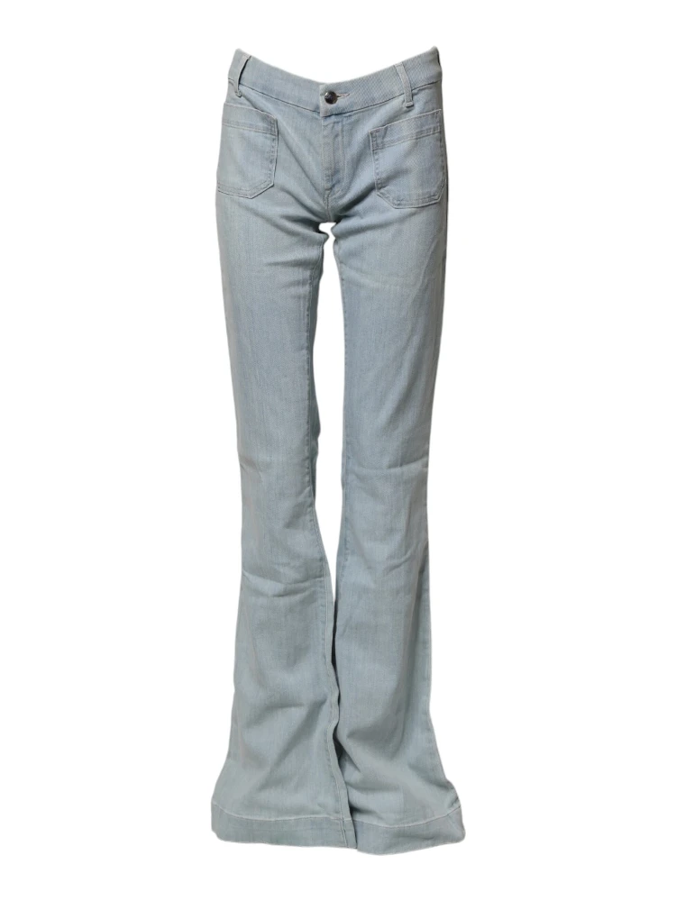 Light Blue Boot Cut Mid Waist Denim Casual Jeans