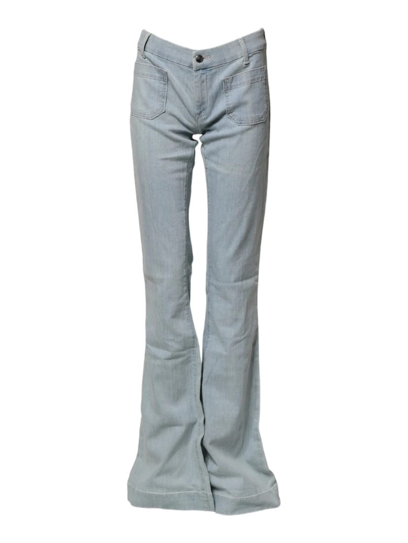 Light Blue Boot Cut Mid Waist Denim Casual Jeans