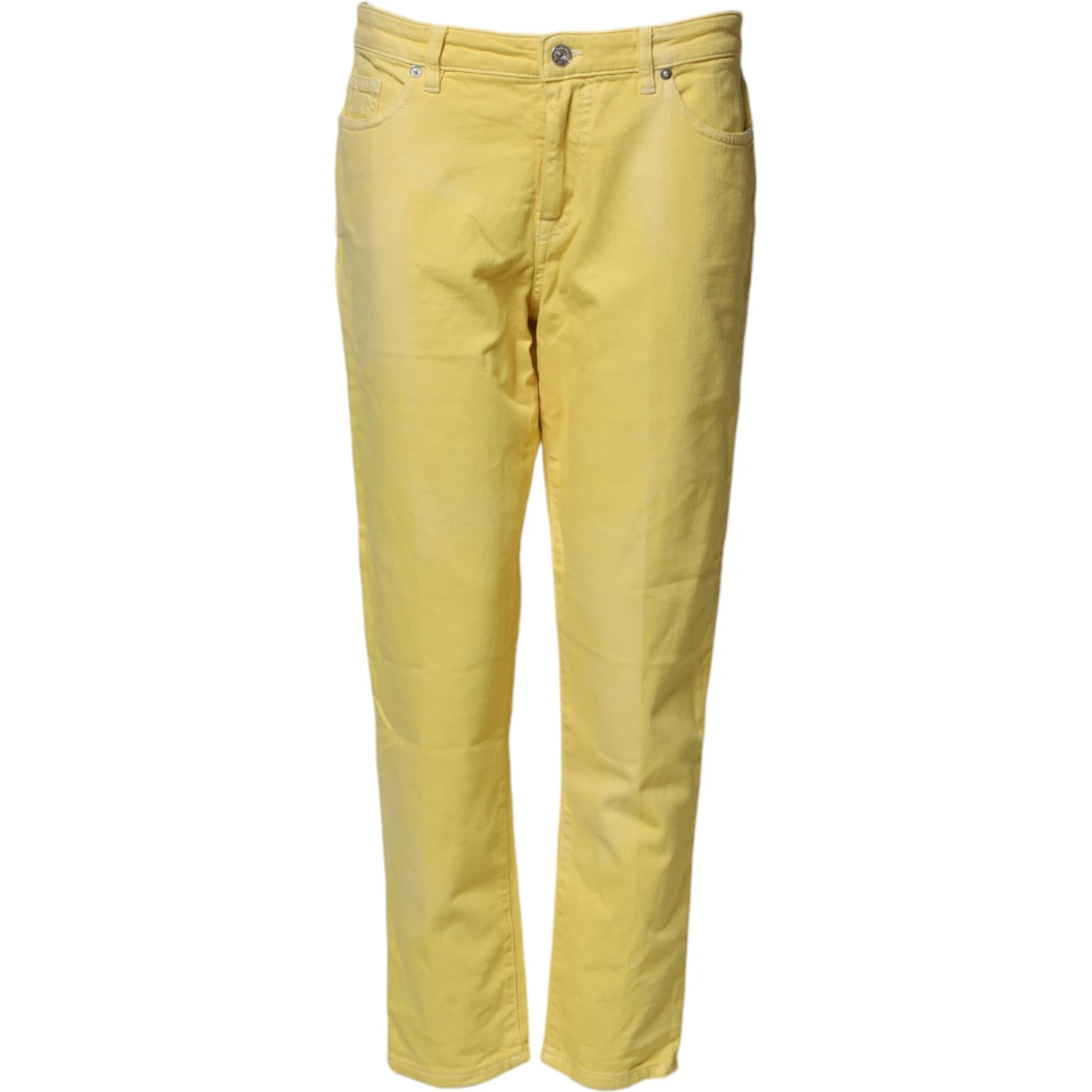 Yellow Tapered Mid Waist Denim Trouser Jeans