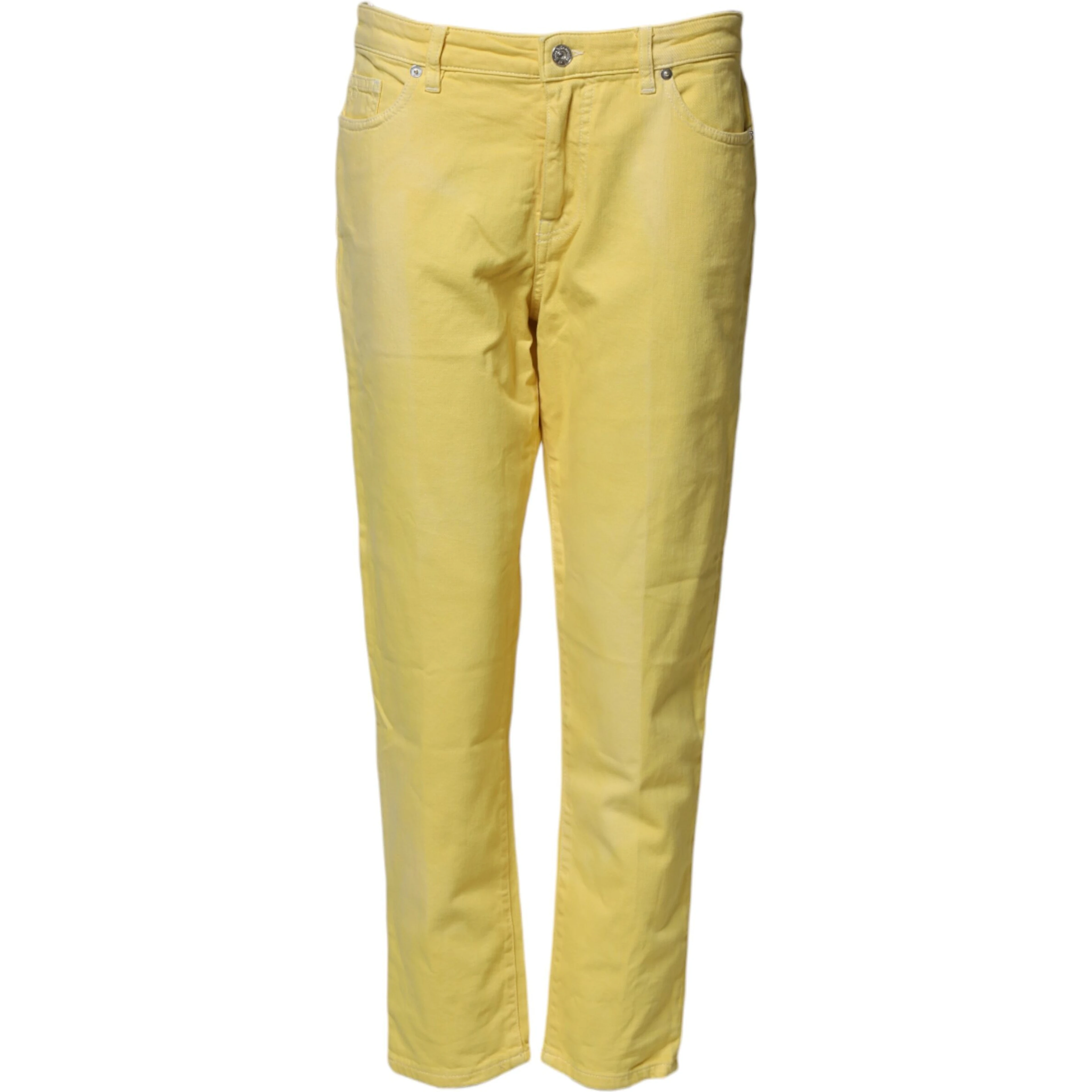 Yellow Tapered Mid Waist Denim Trouser Jeans