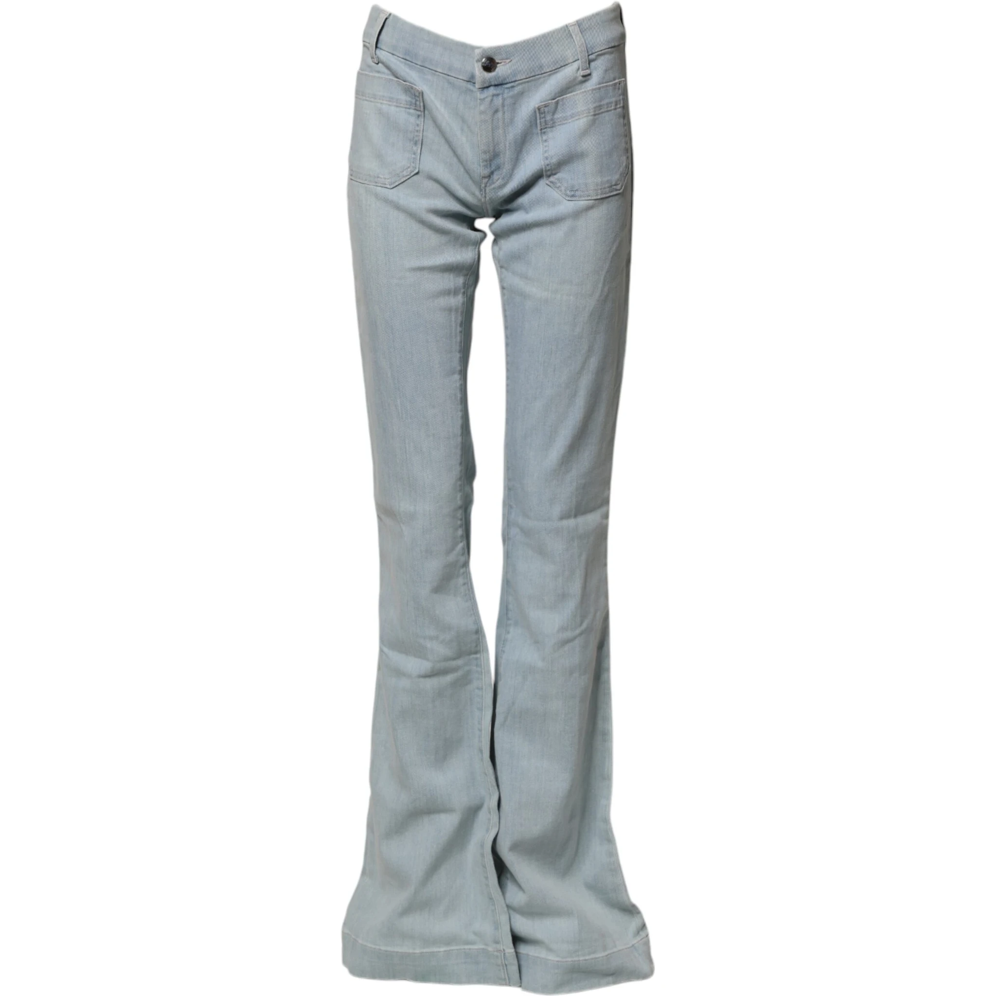 Light Blue Boot Cut Mid Waist Denim Casual Jeans