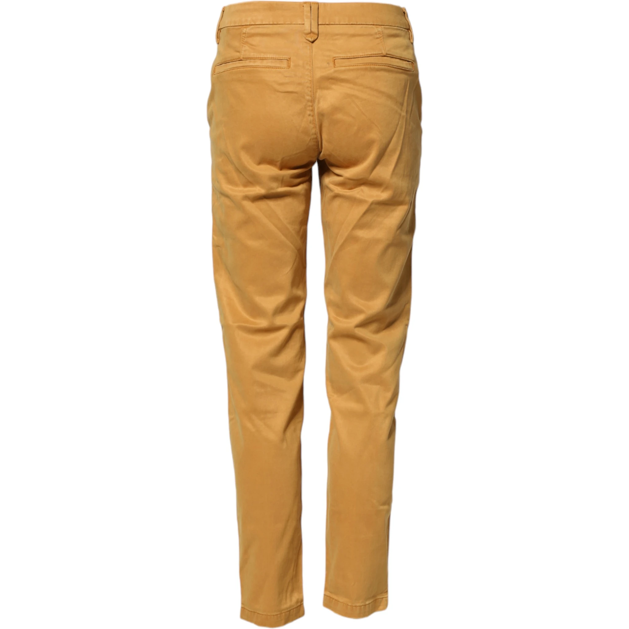 Beige Tapered Mid Waist Chino Casual Trouser Pants