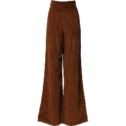 Brown Wide Leg High Waist Corduroy Denim Trouser Jeans