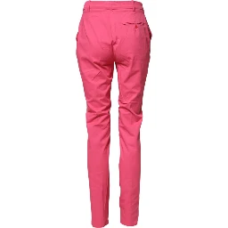 Pink Skinny High Waist Chino Trouser Pants