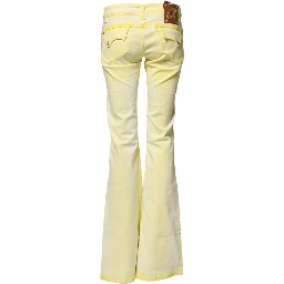 Yellow Cotton Bootcut Low Waist Denim Trouser Jeans