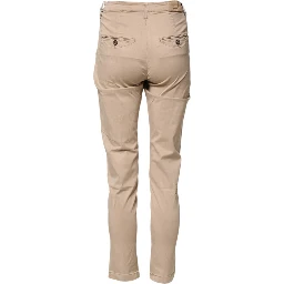Beige Lyocell Skinny High Waist Chino Casual Pants