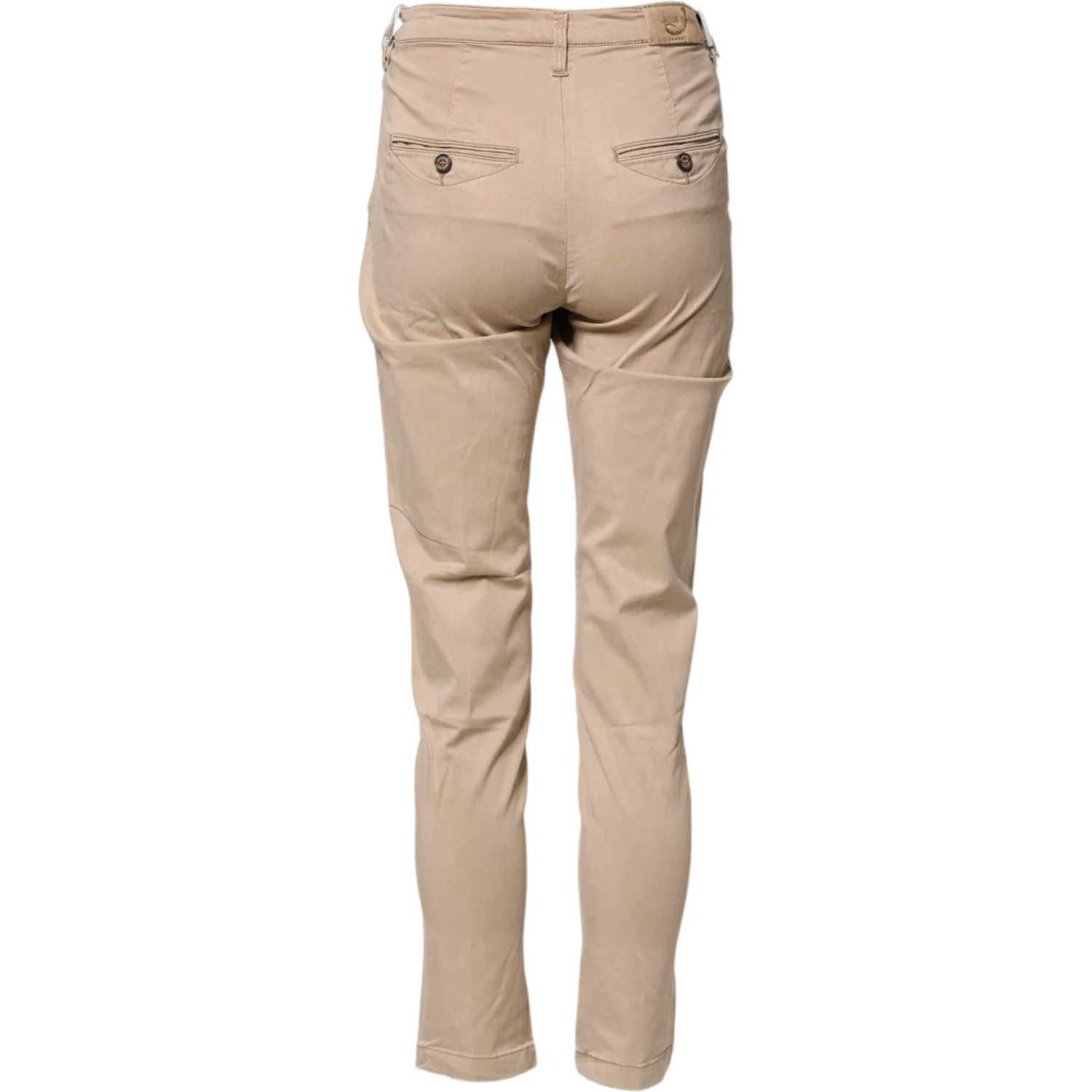 Beige Lyocell Skinny High Waist Chino Casual Pants