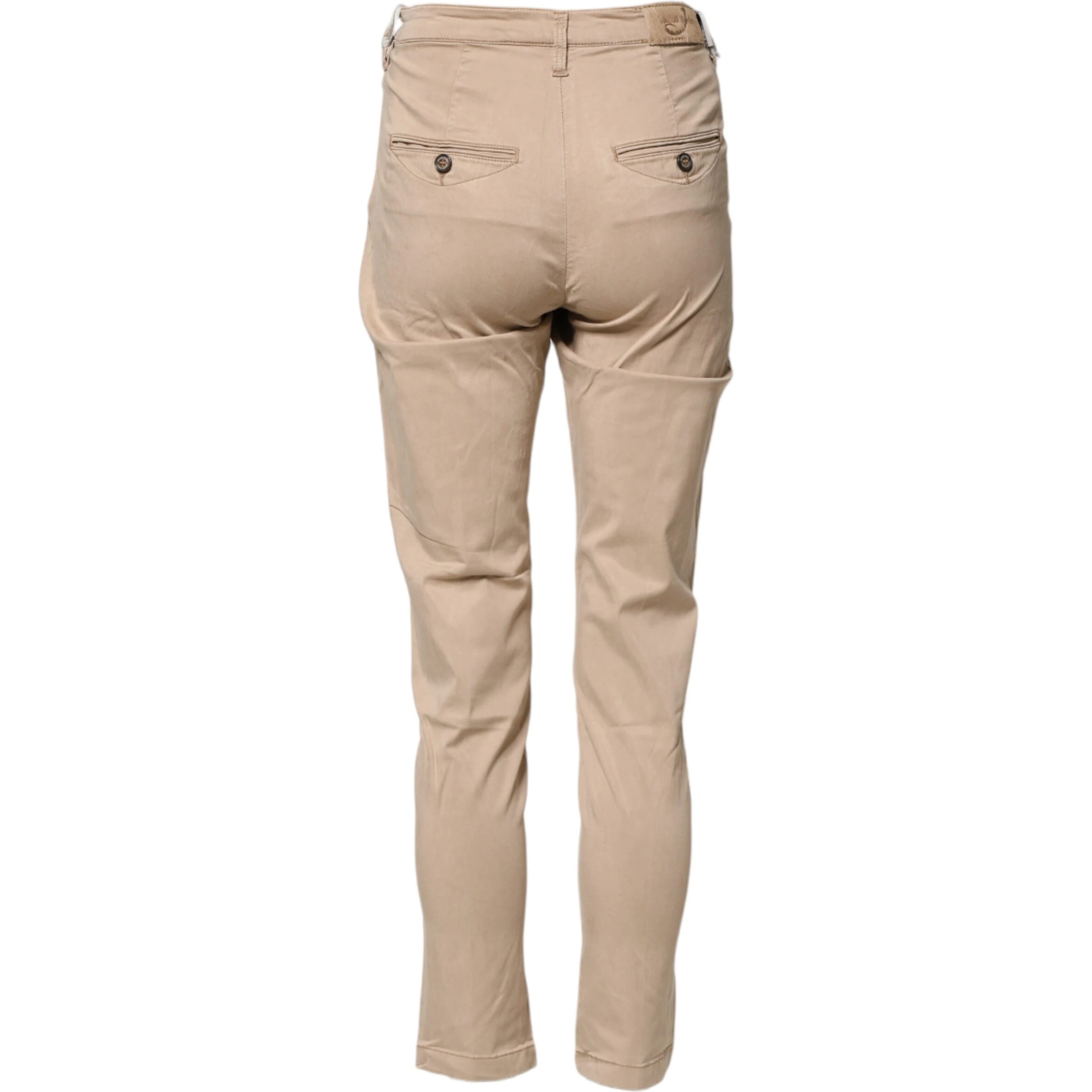 Beige Lyocell Skinny High Waist Chino Casual Pants