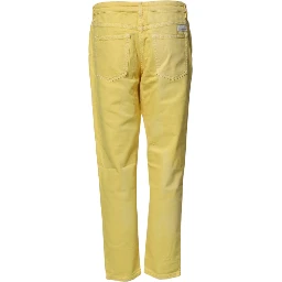 Yellow Tapered Mid Waist Denim Trouser Jeans