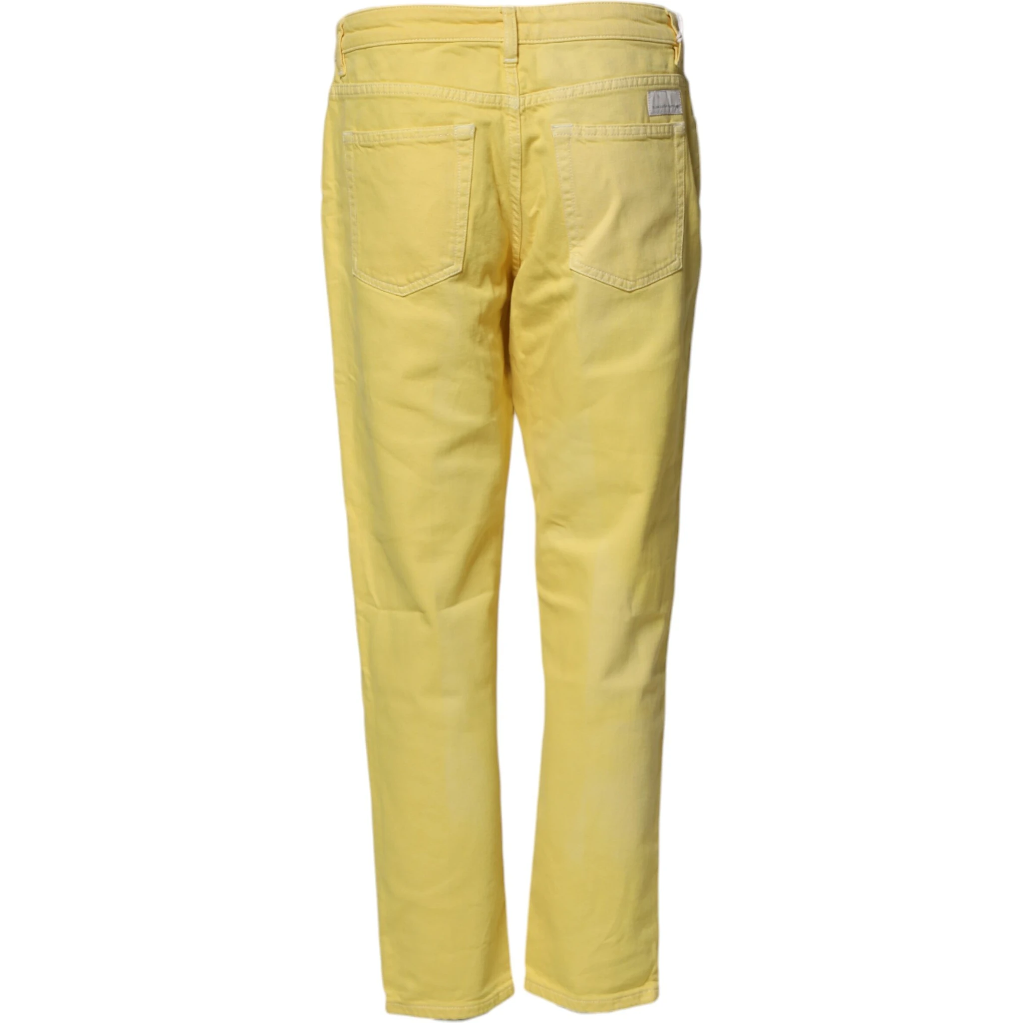 Yellow Tapered Mid Waist Denim Trouser Jeans