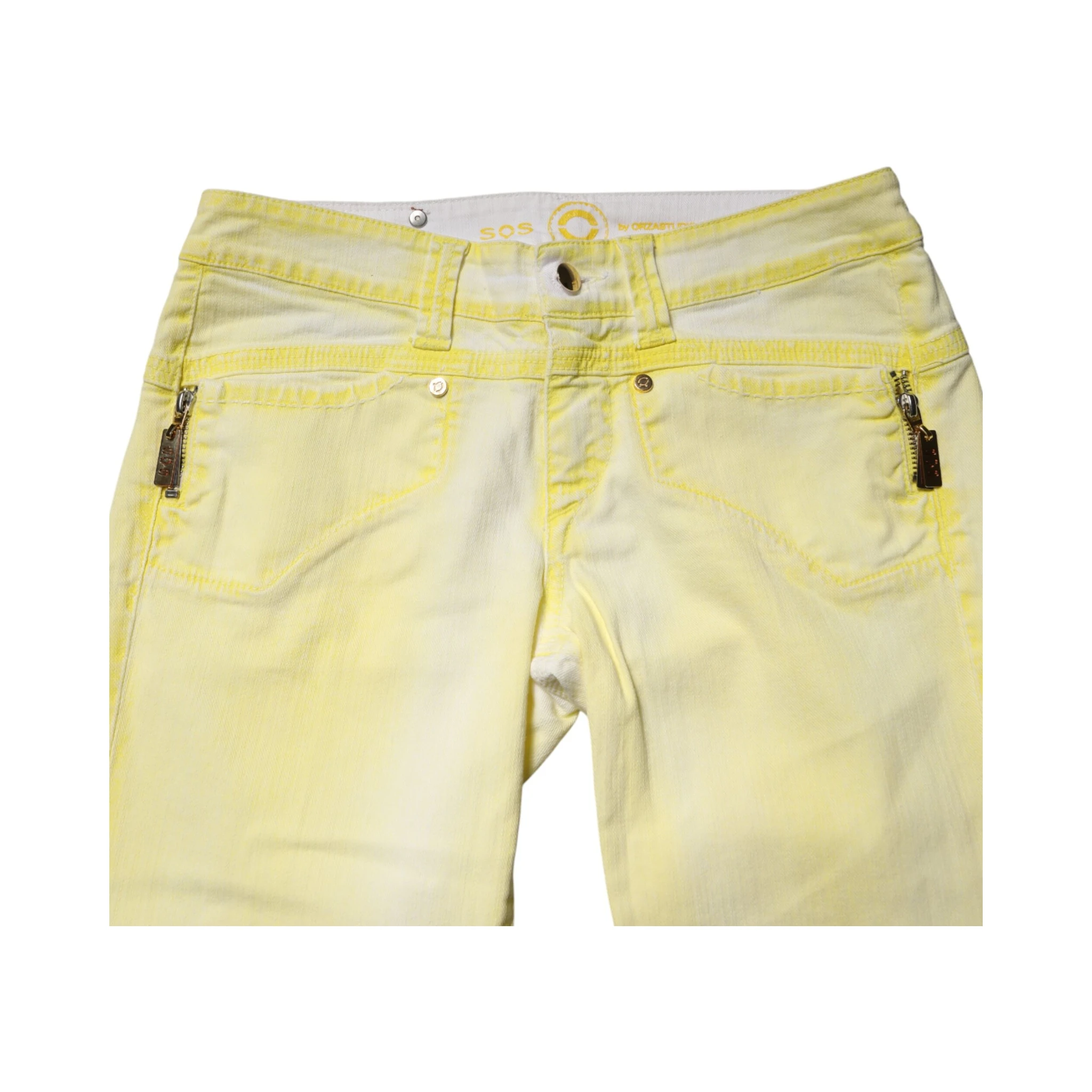 Yellow Cotton Bootcut Low Waist Denim Trouser Jeans