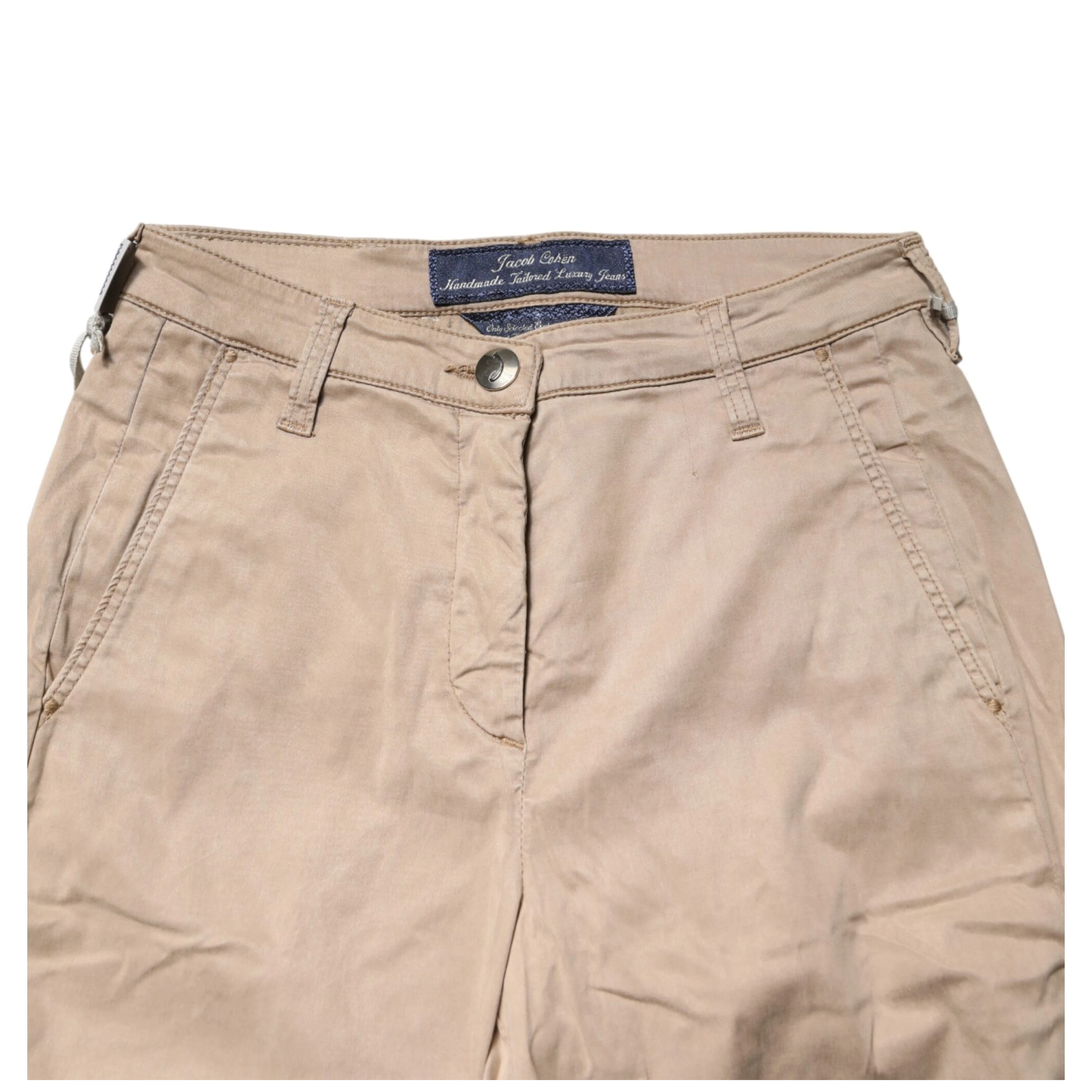 Beige Lyocell Skinny High Waist Chino Casual Pants