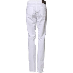 White Cotton Skinny Mid Waist Chino Trouser Pants