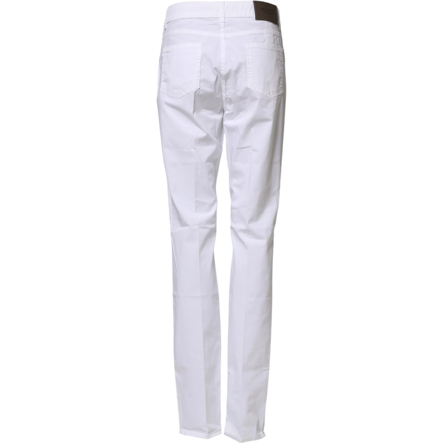 White Cotton Skinny Mid Waist Chino Trouser Pants