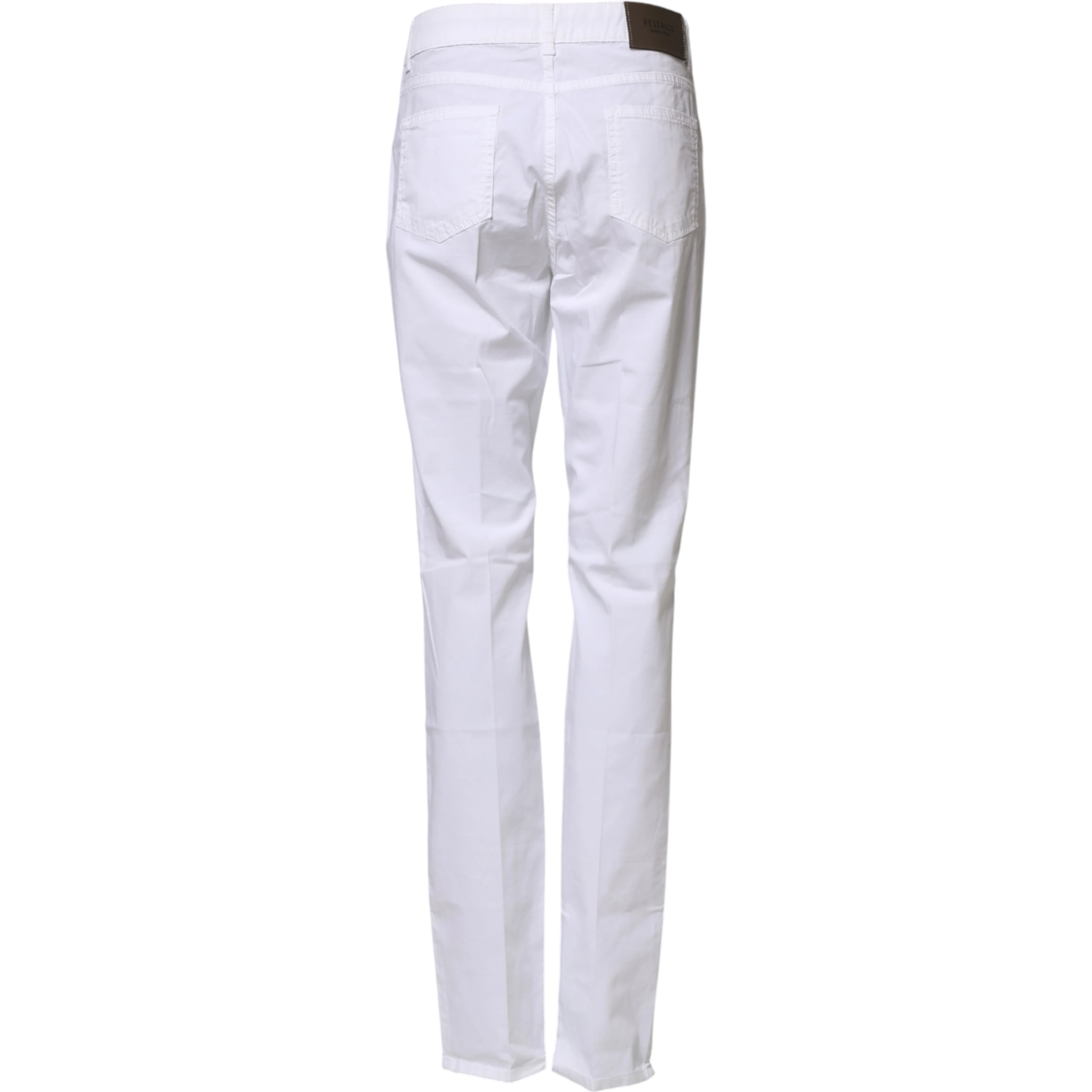 White Cotton Skinny Mid Waist Chino Trouser Pants