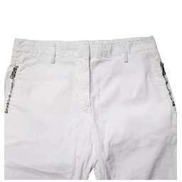 White Mid Waist Skinny Chino Cotton Trouser Pants