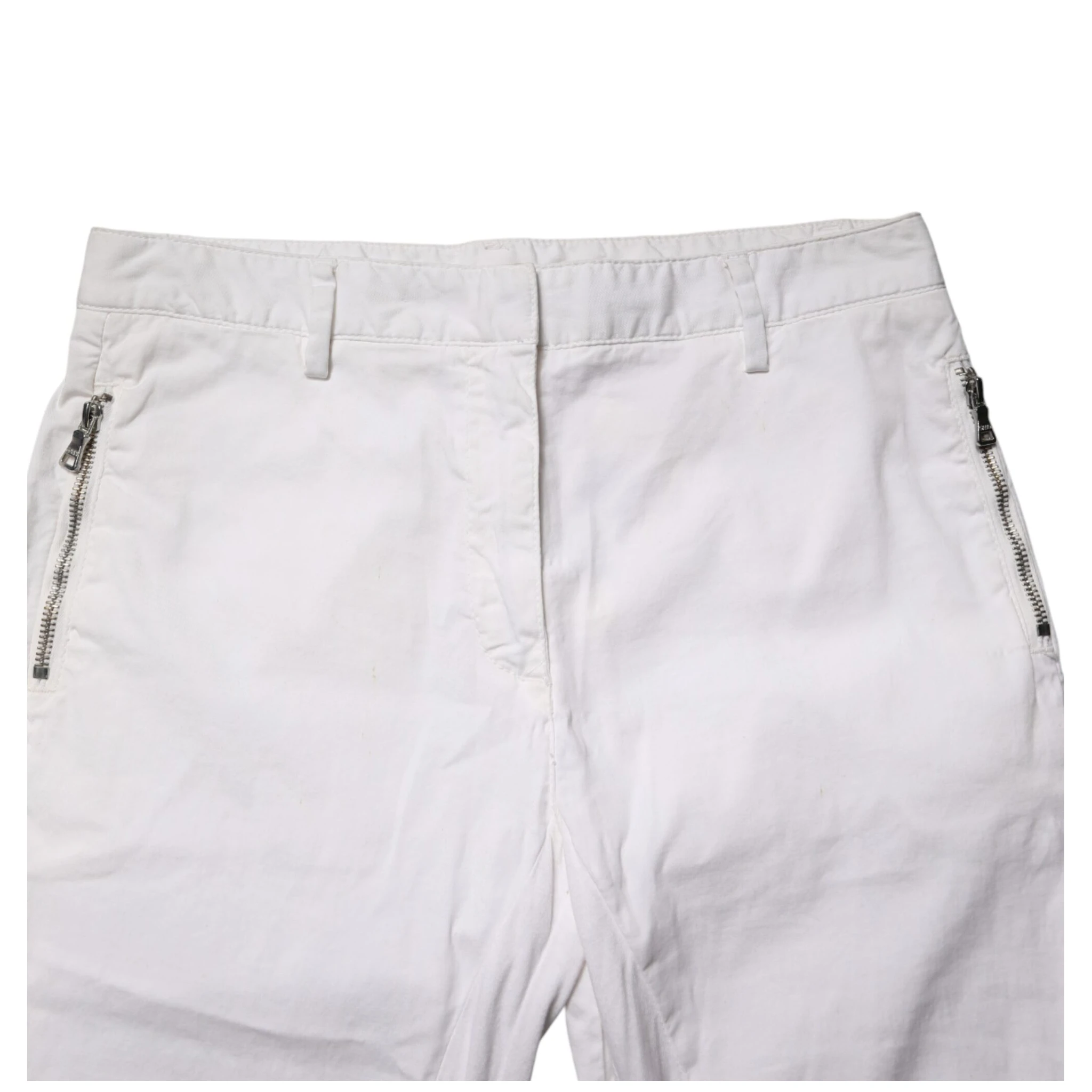 White Mid Waist Skinny Chino Cotton Trouser Pants