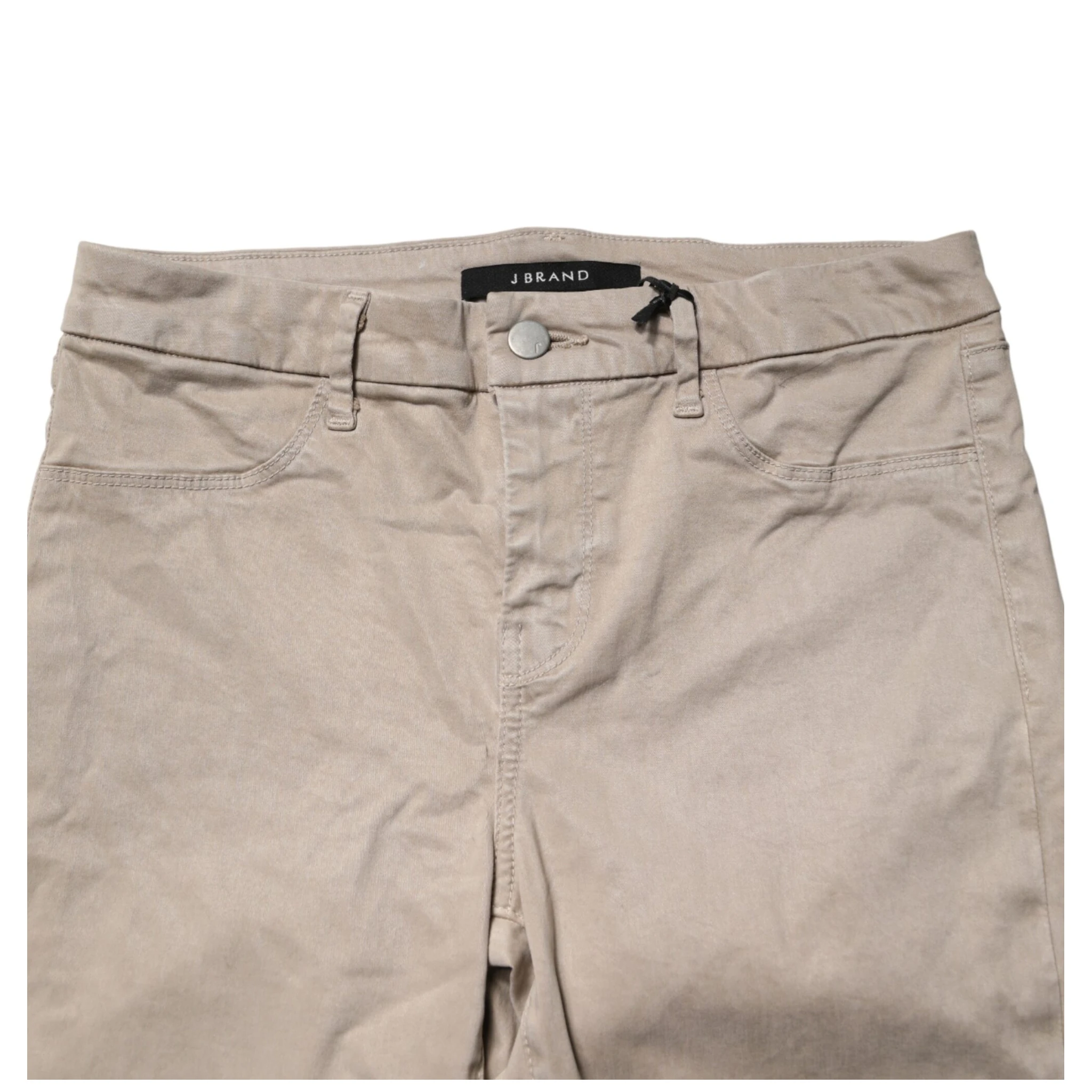 Beige Skinny Mid Waist Chino Casual Trouser Pants