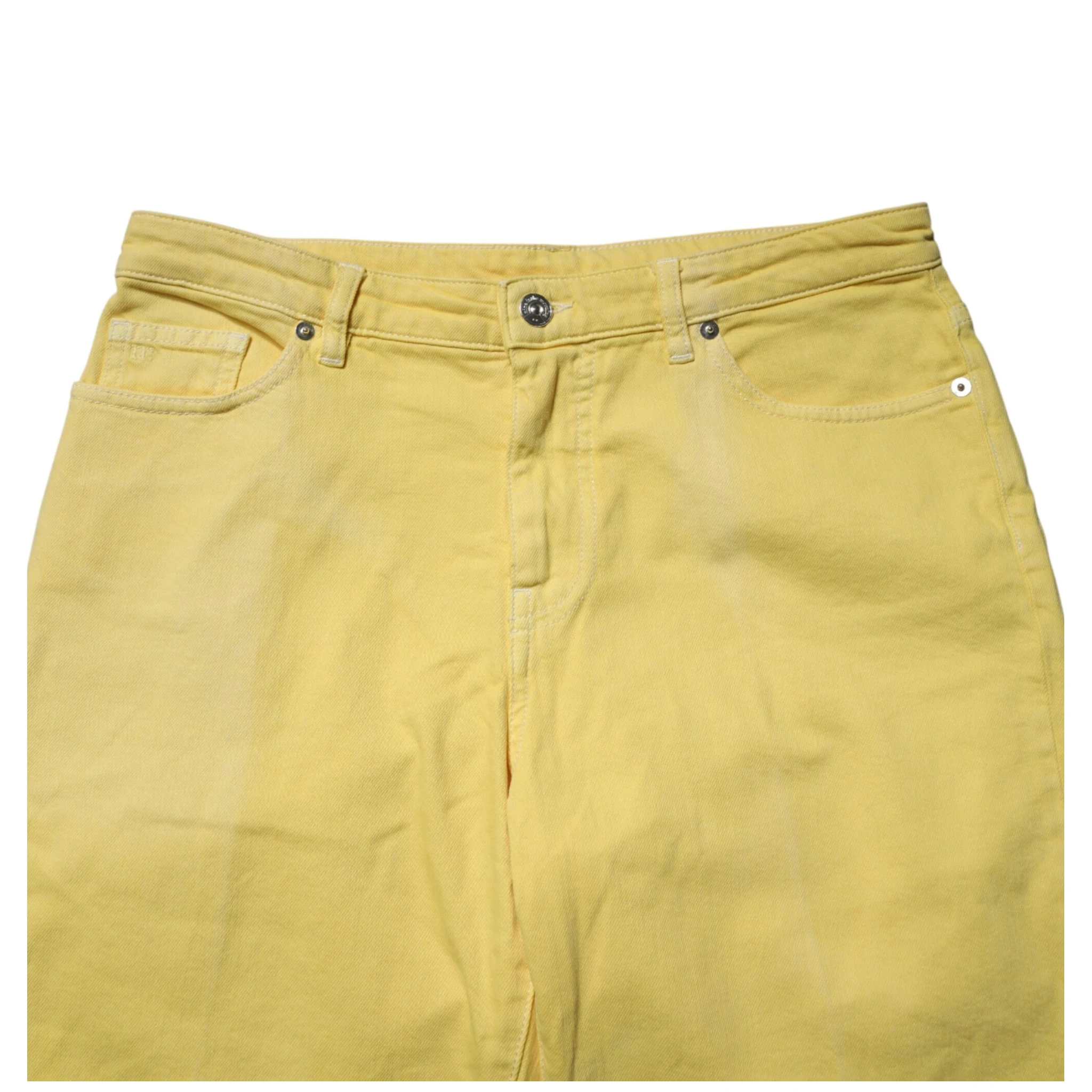 Yellow Tapered Mid Waist Denim Trouser Jeans