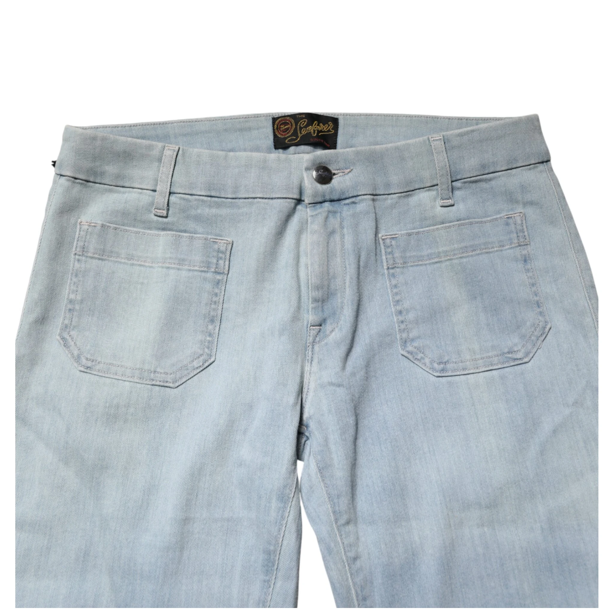 Light Blue Boot Cut Mid Waist Denim Casual Jeans