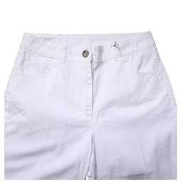 White Cotton Skinny Mid Waist Chino Trouser Pants