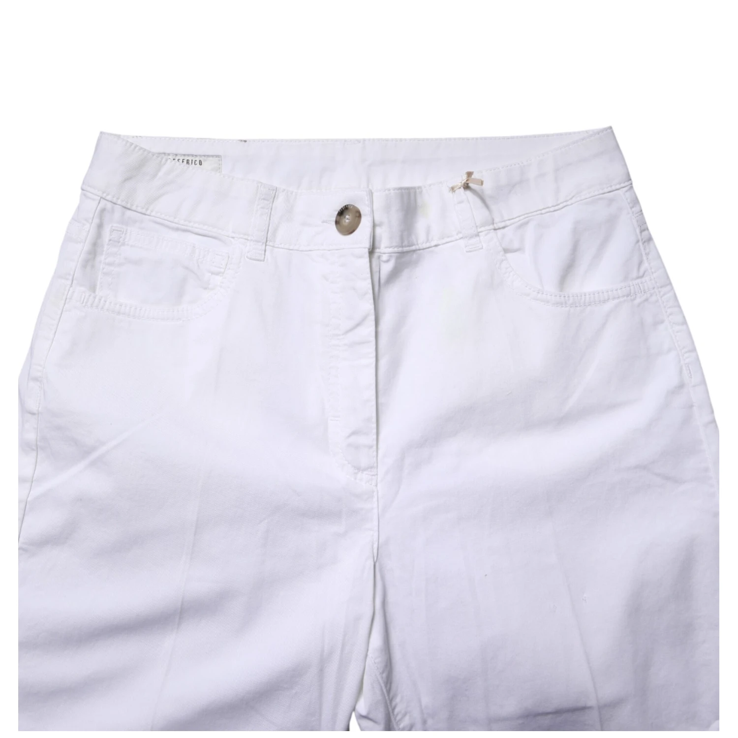 White Cotton Skinny Mid Waist Chino Trouser Pants