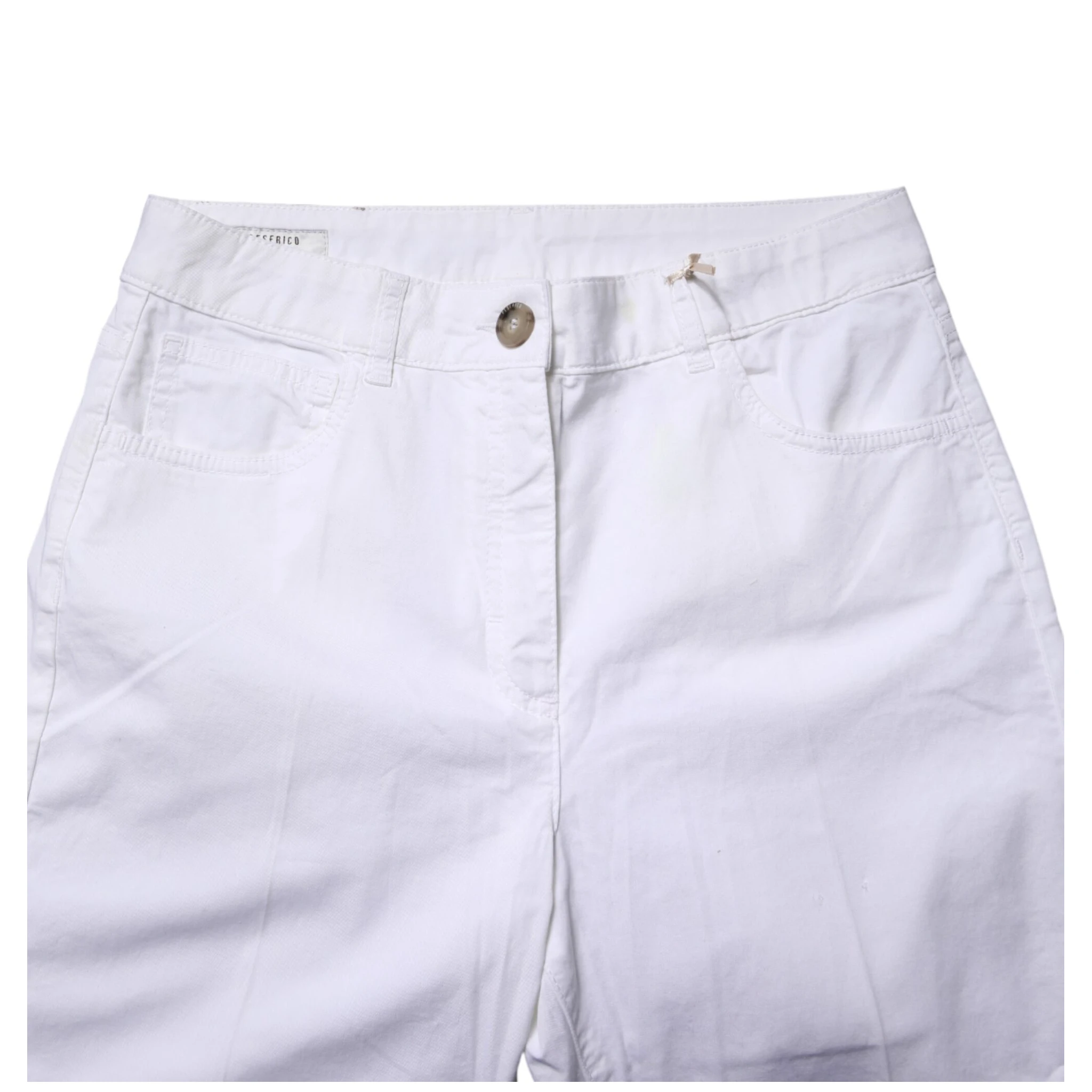 White Cotton Skinny Mid Waist Chino Trouser Pants