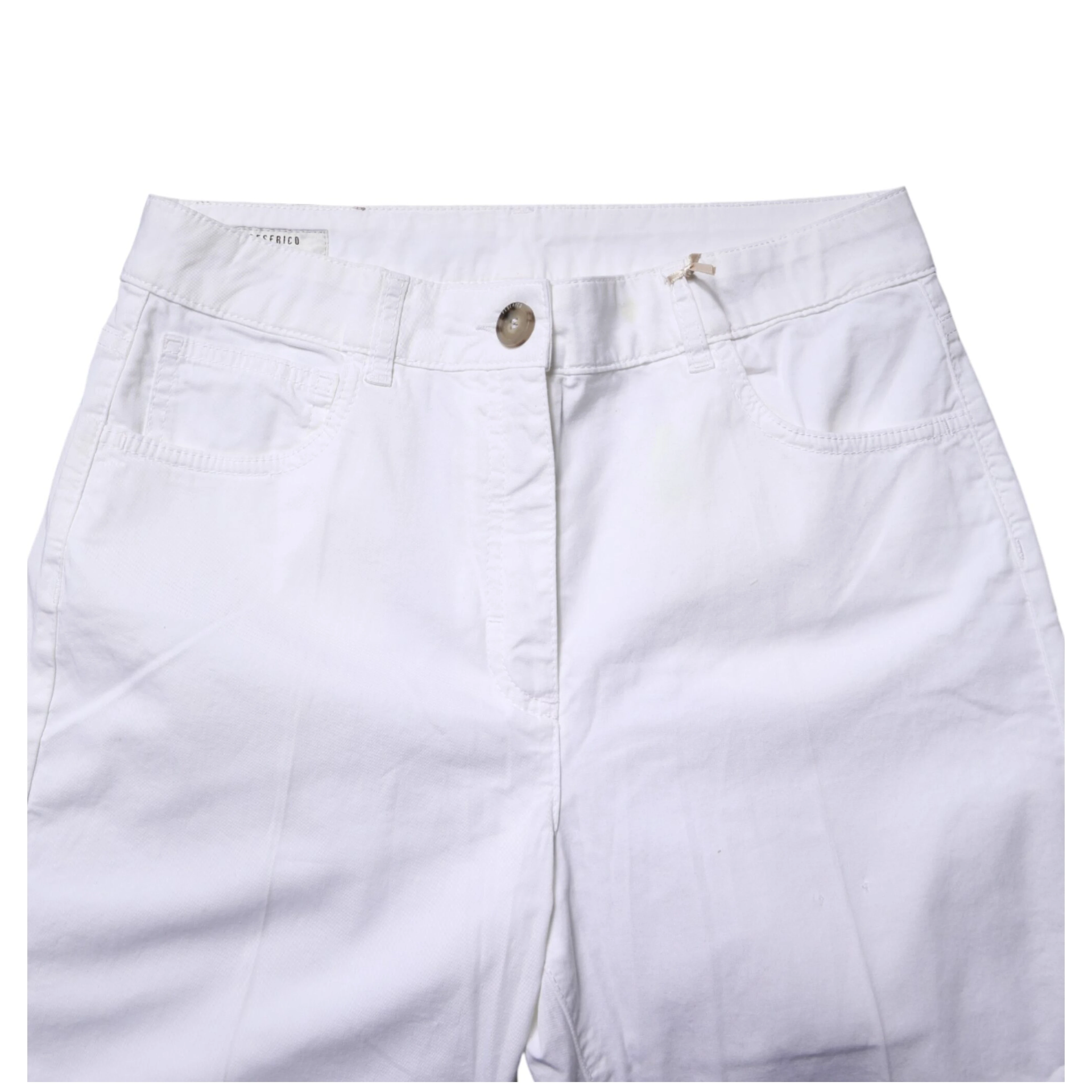 White Cotton Skinny Mid Waist Chino Trouser Pants