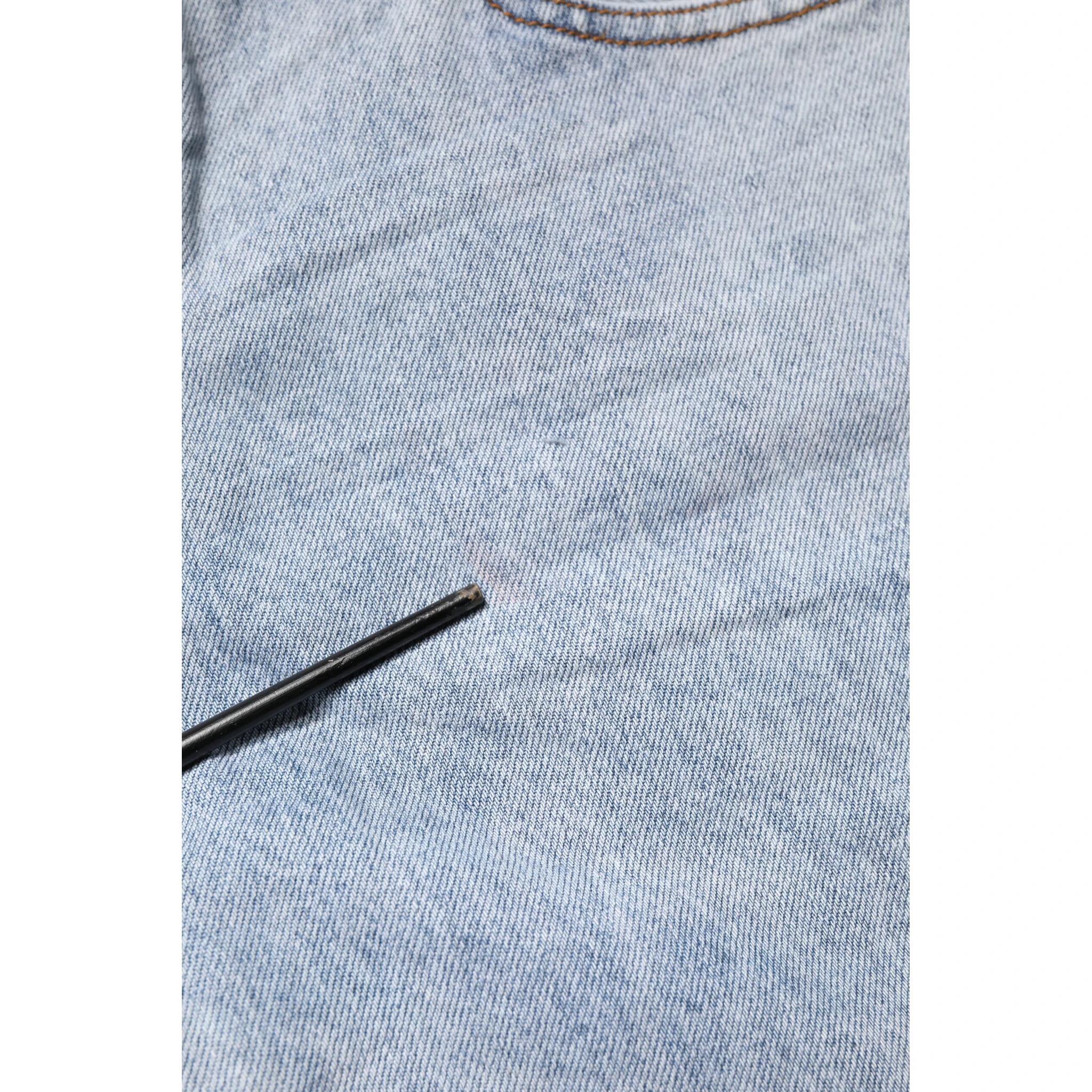 Light Blue Tattered Mid Waist Straight Denim Jeans