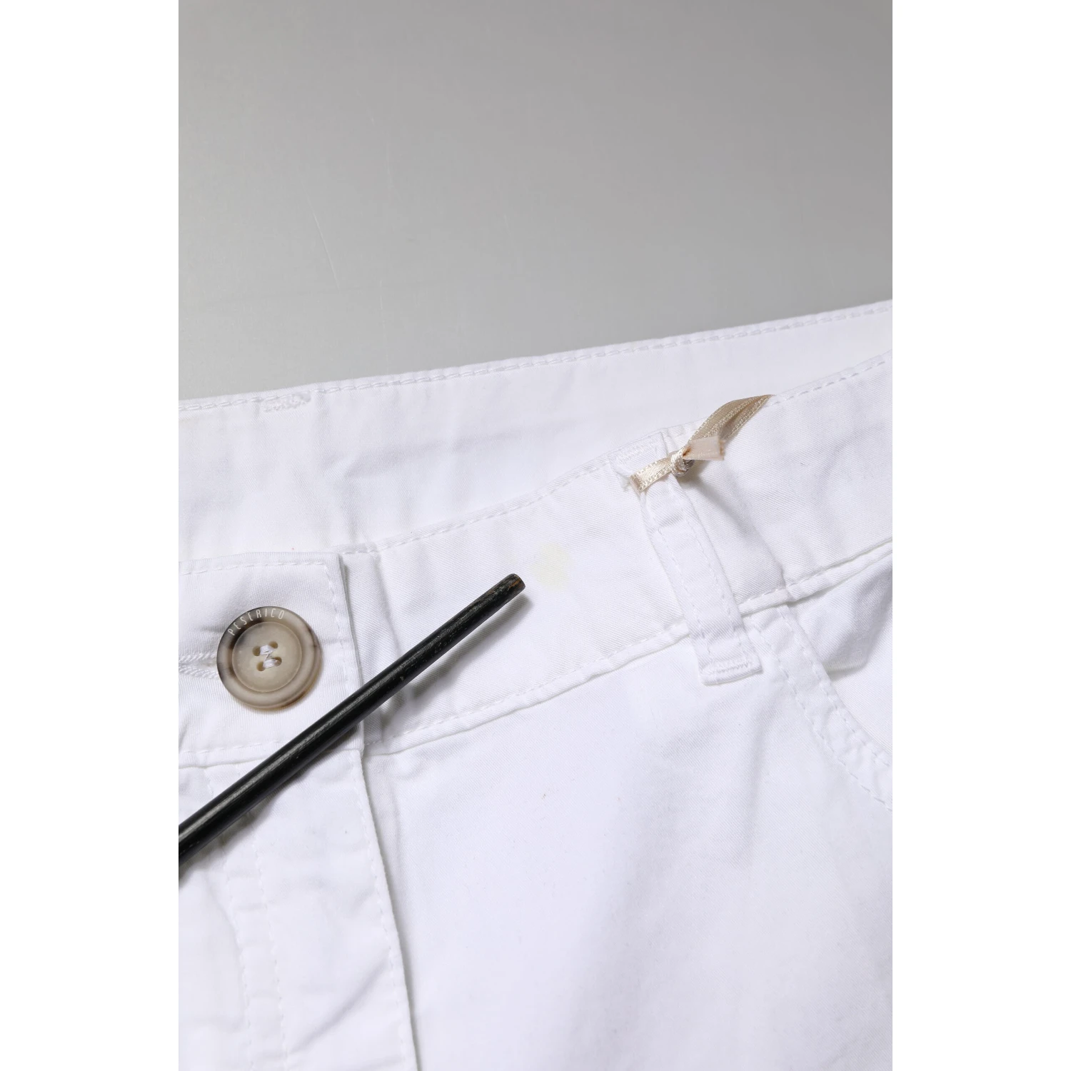 White Cotton Skinny Mid Waist Chino Trouser Pants