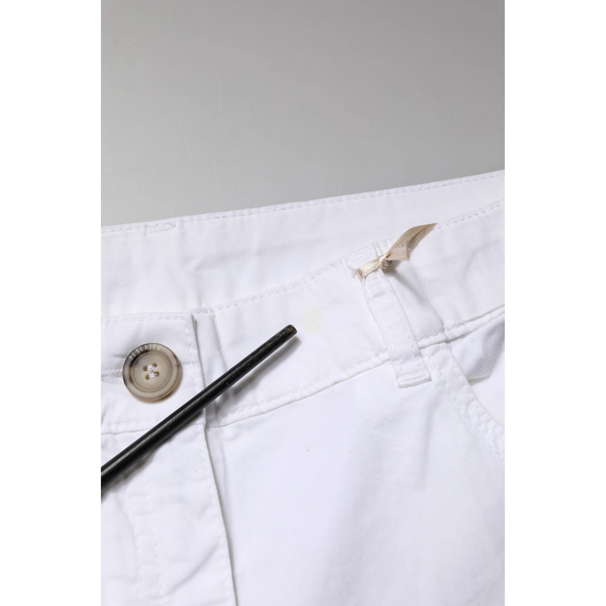 White Cotton Skinny Mid Waist Chino Trouser Pants