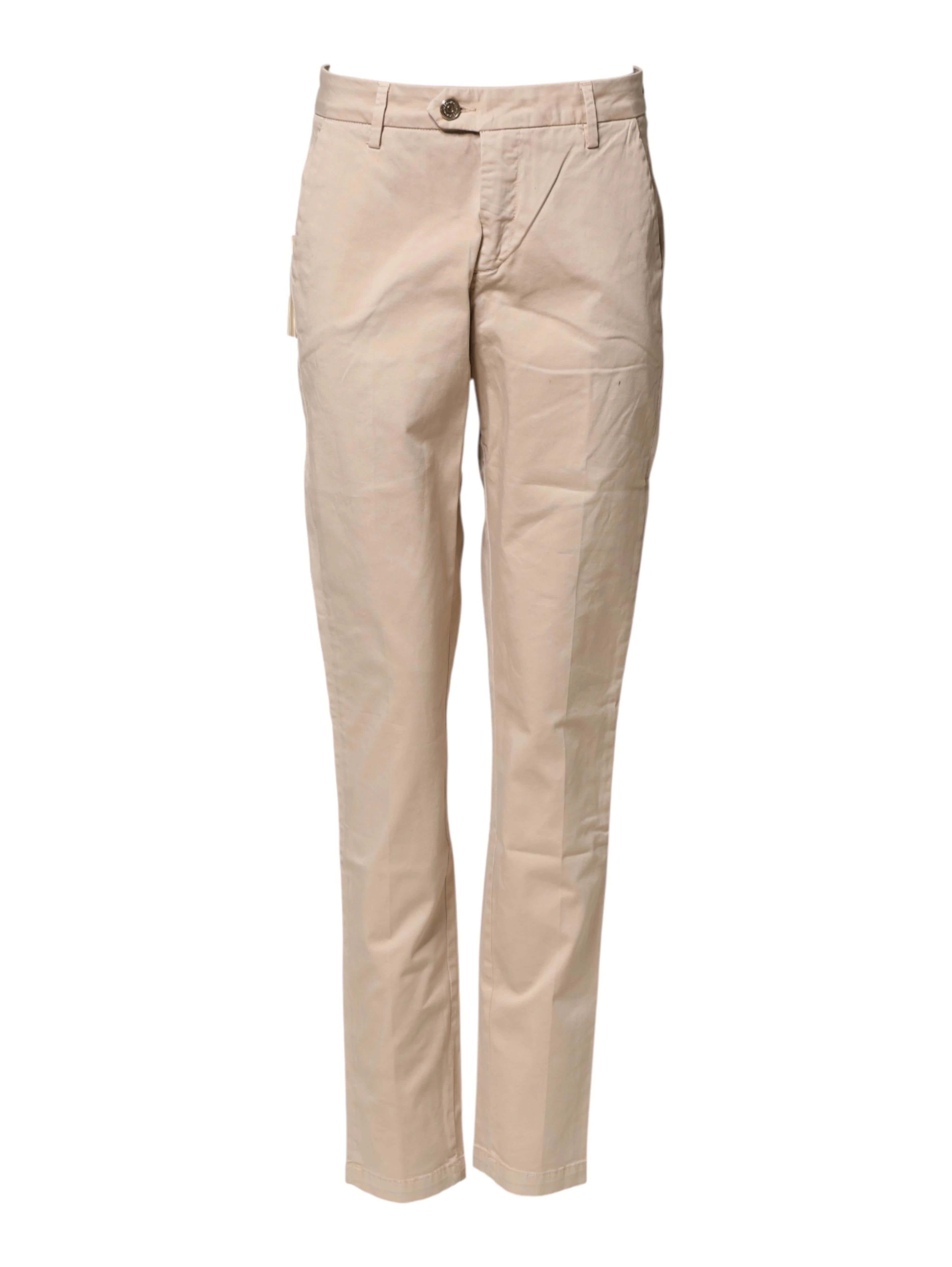 Beige Straight Mid Waist Chino Trouser Casual Pants