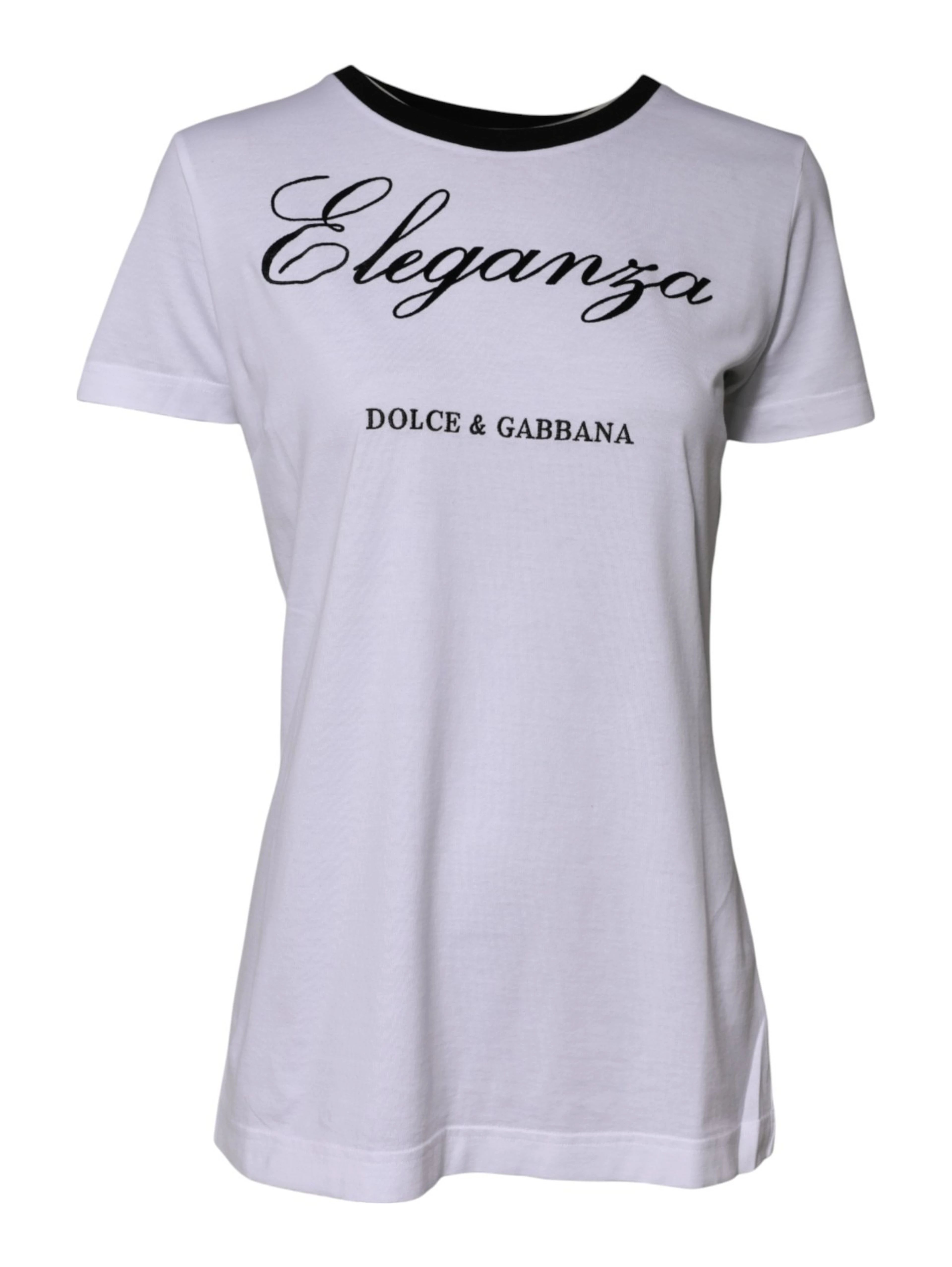 White Eleganza Cotton Crew Neck Tee T-shirt