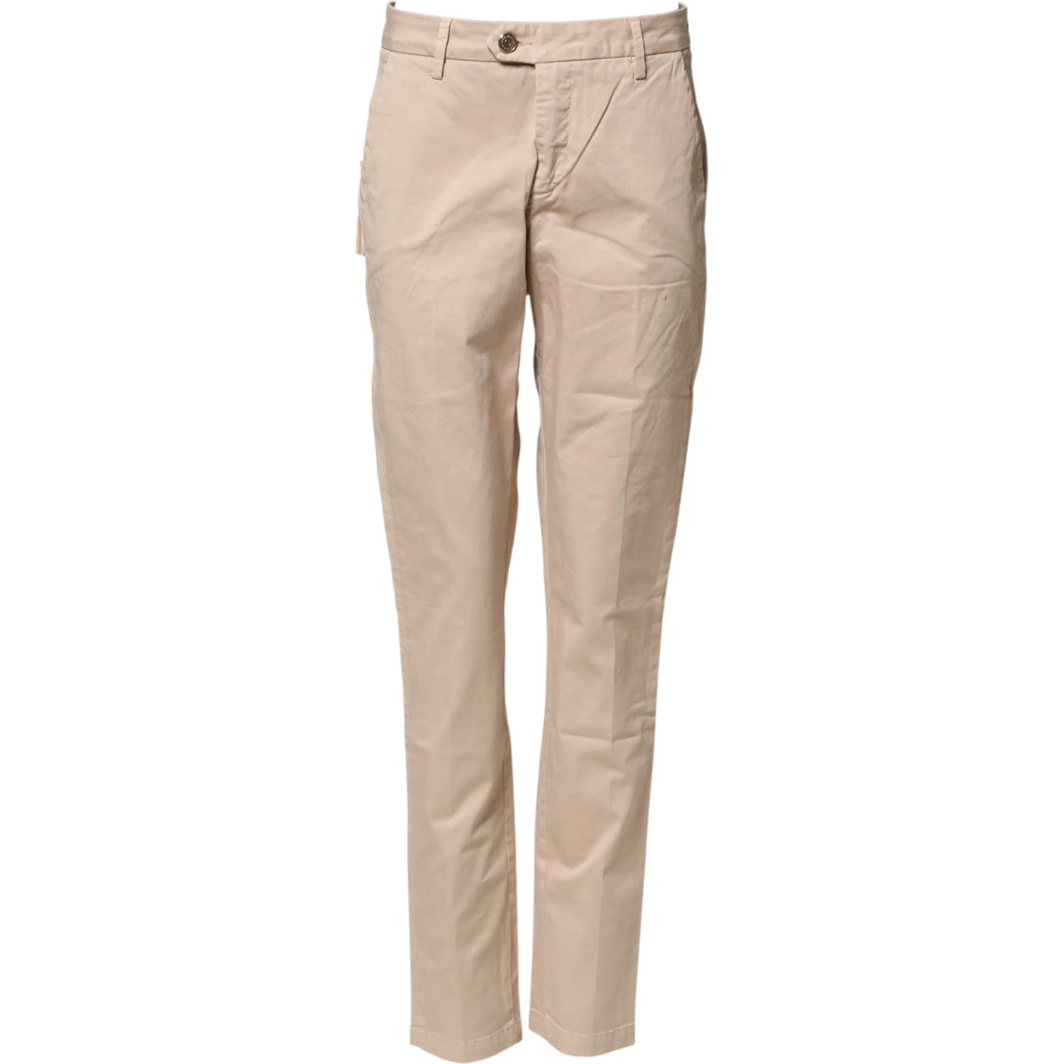 Beige Straight Mid Waist Chino Trouser Casual Pants
