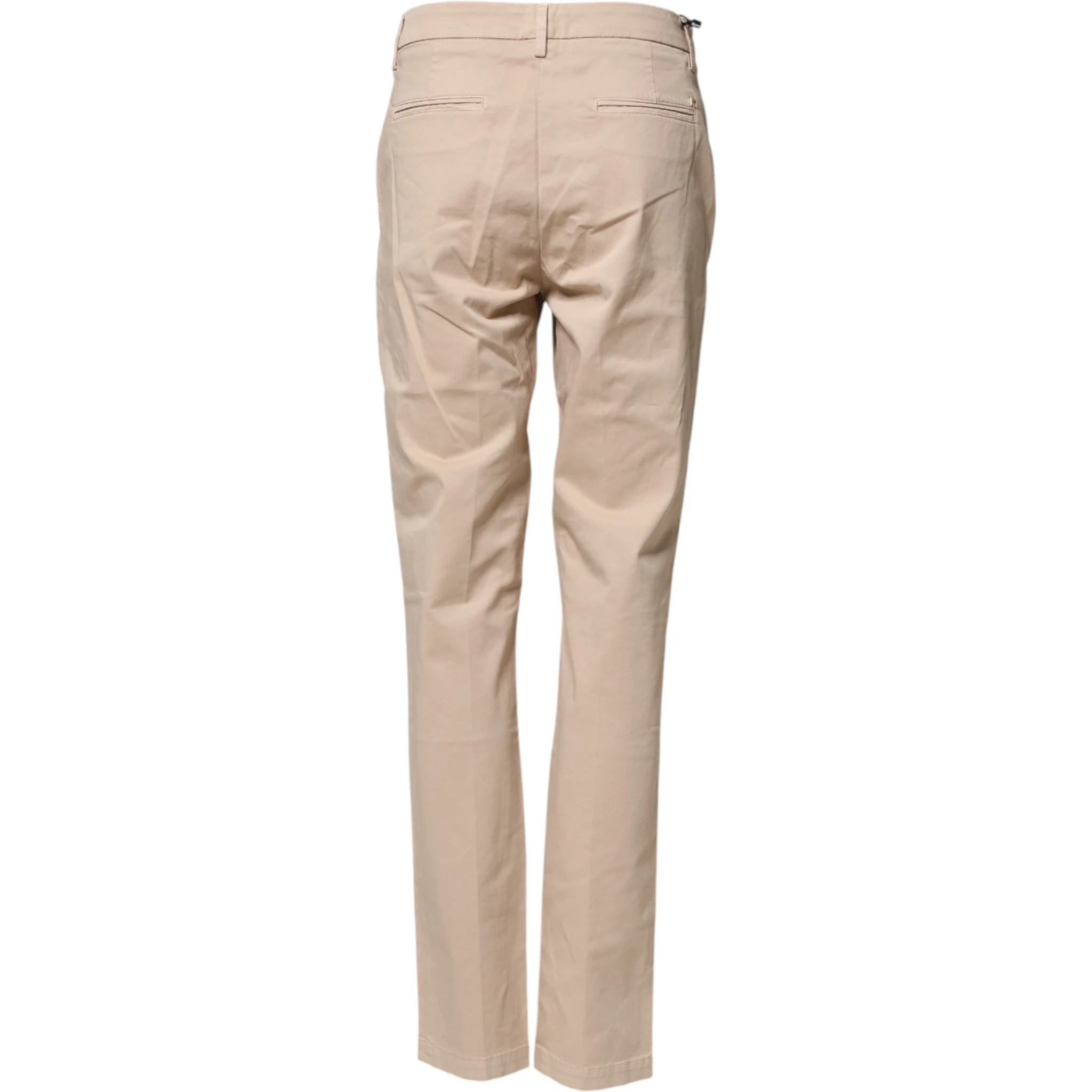 Beige Straight Mid Waist Chino Trouser Casual Pants