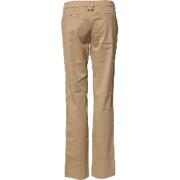 Beige Straight Cotton Stretch Chino Pants
