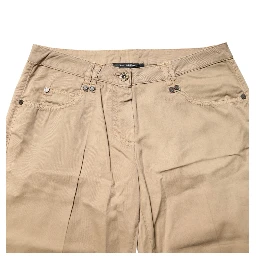 Beige Straight Cotton Stretch Chino Pants