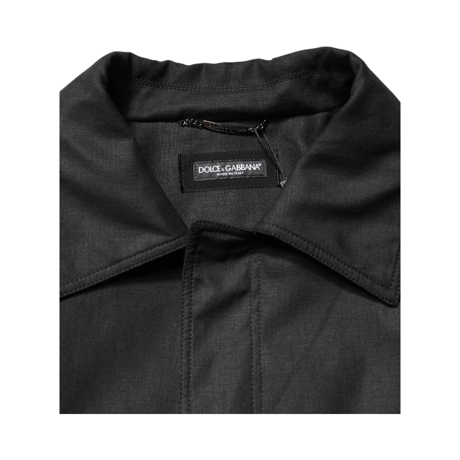 Black Pockets Collared Trench Coat Jacket