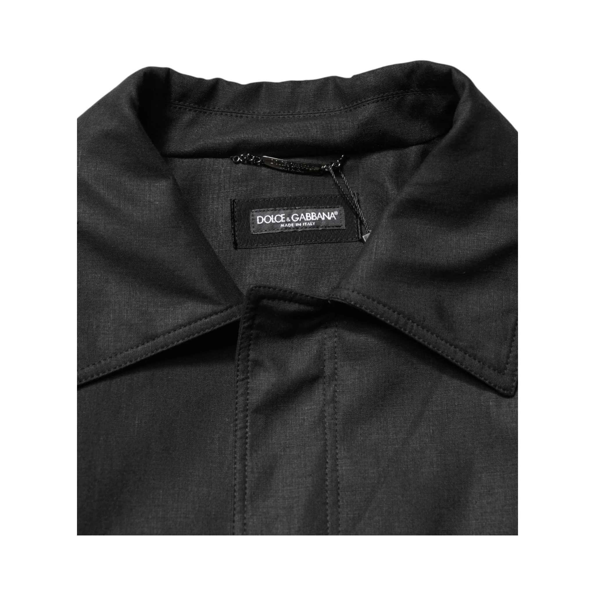 Black Pockets Collared Trench Coat Jacket