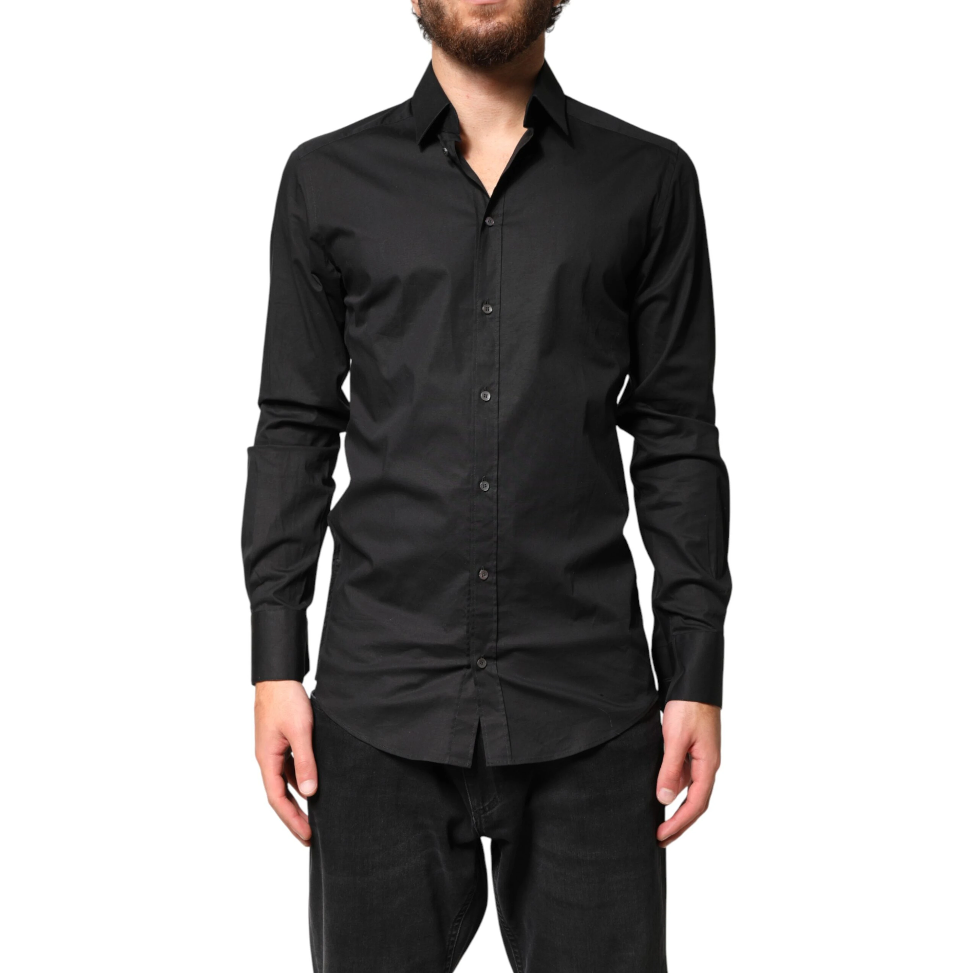 Black GOLD Cotton Men Dress Formal Shirt