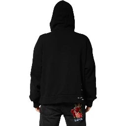 Black LOVE Cotton Hooded Sweatshirt Sweater