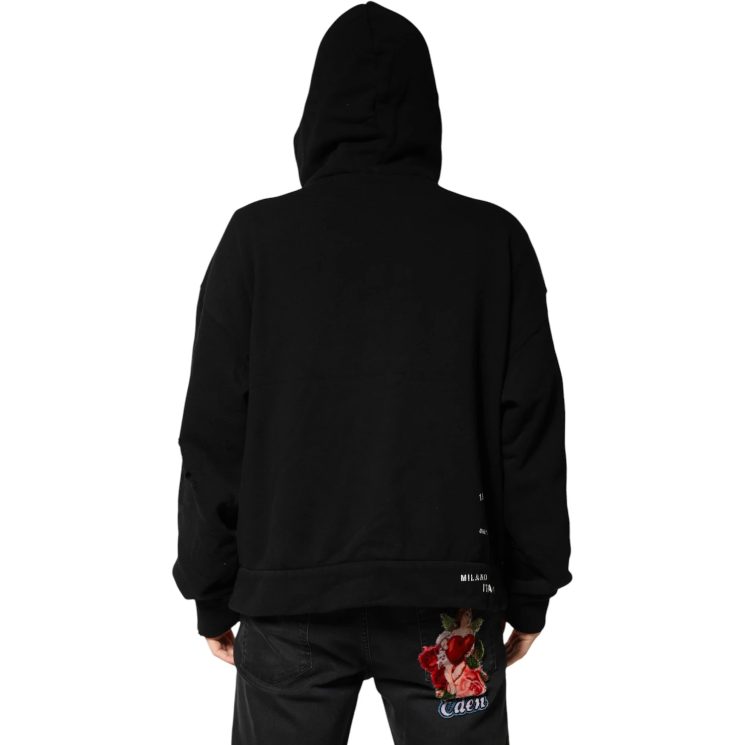 Black LOVE Cotton Hooded Sweatshirt Sweater