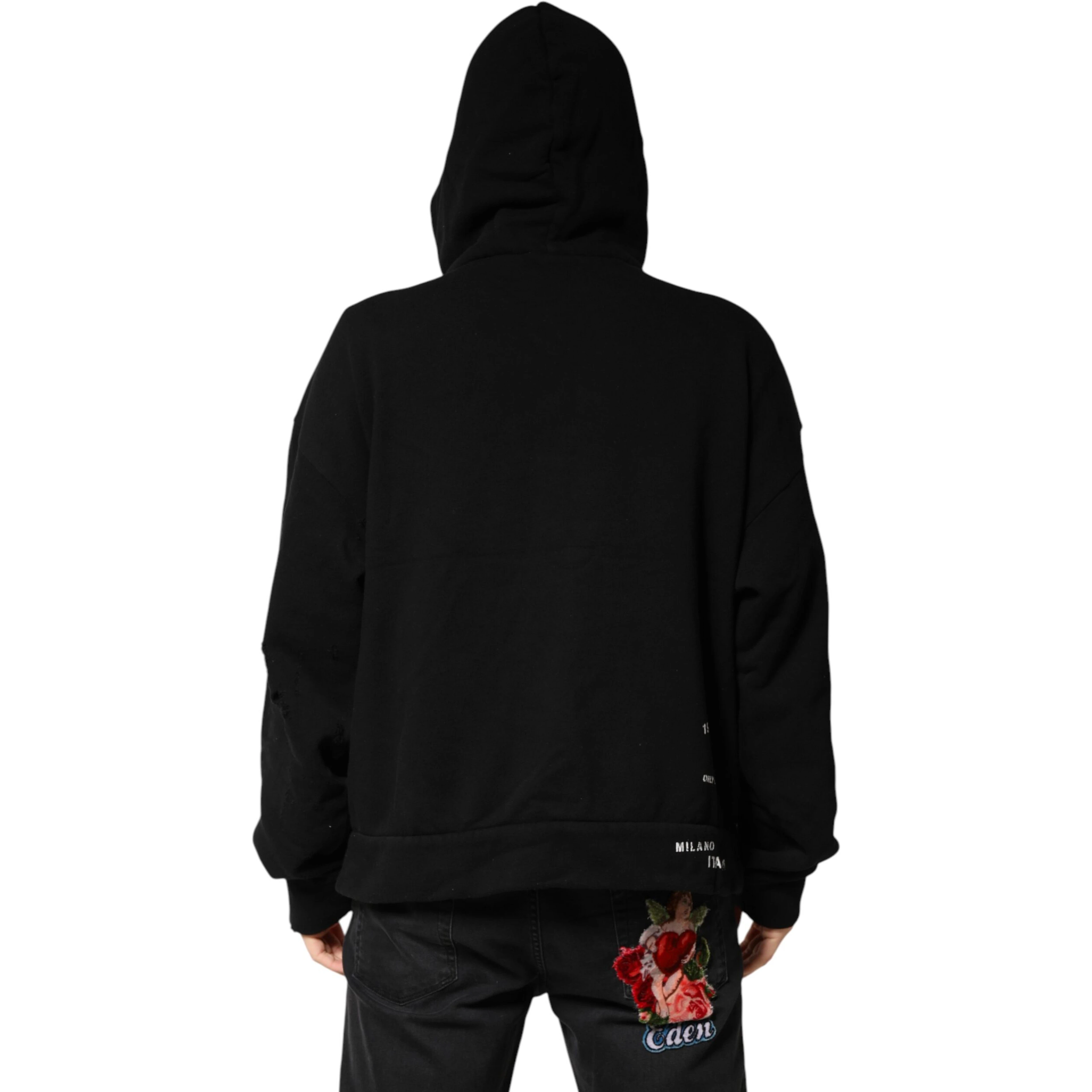 Black LOVE Cotton Hooded Sweatshirt Sweater