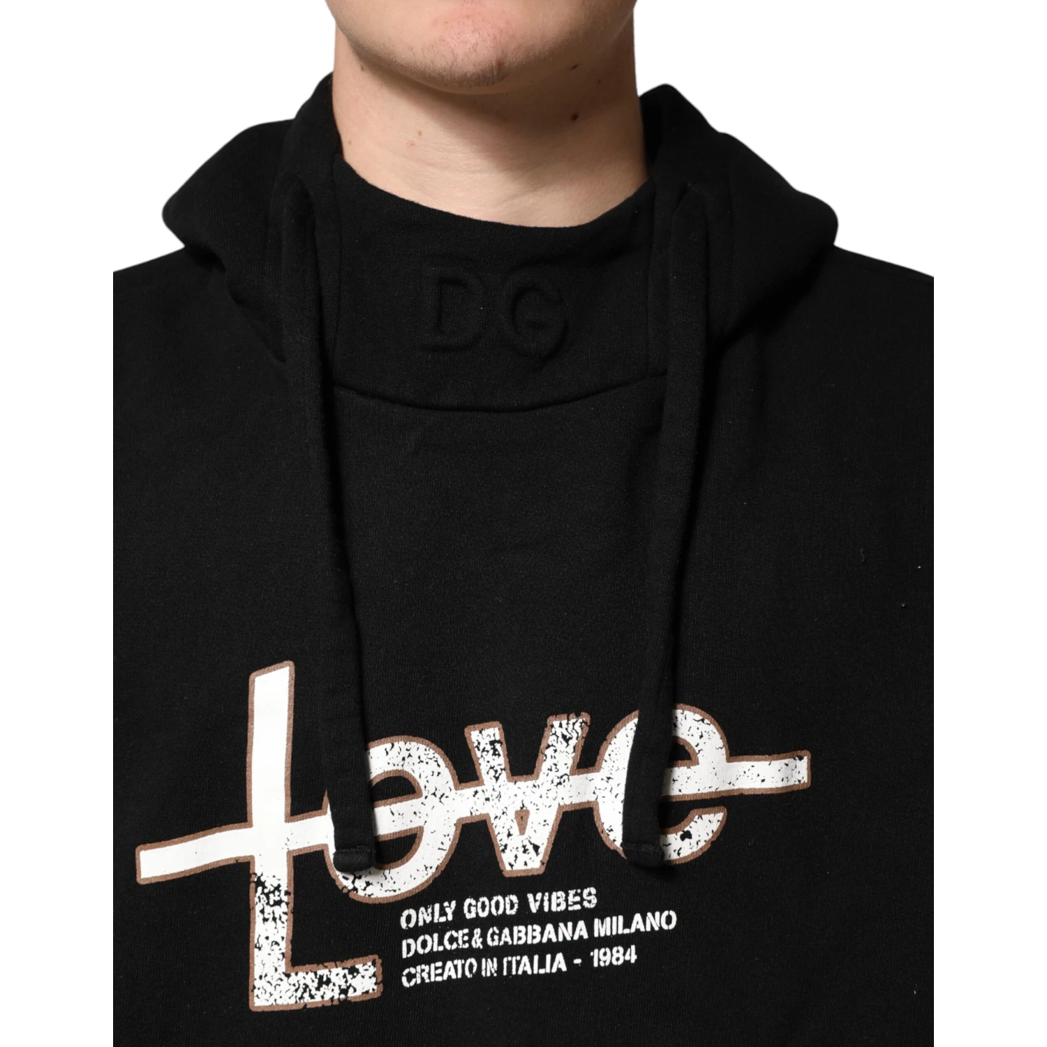 Black LOVE Cotton Hooded Sweatshirt Sweater