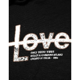 Black LOVE Cotton Hooded Sweatshirt Sweater