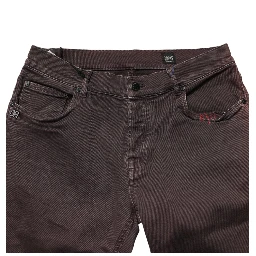 Brown Cotton Mid Waist Skinny Men Denim Jeans