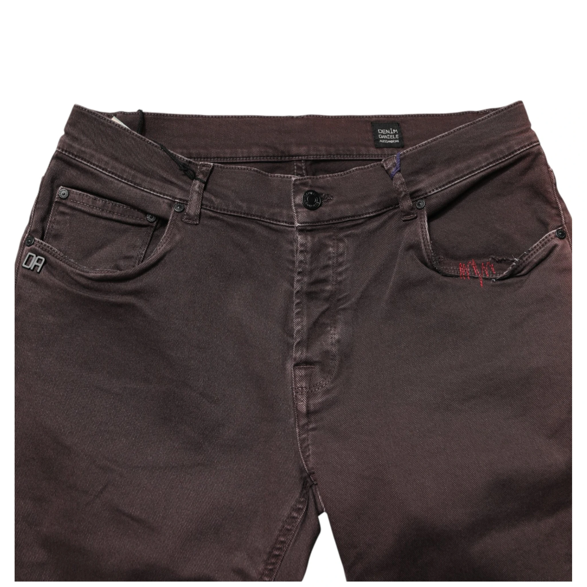 Brown Cotton Mid Waist Skinny Men Denim Jeans