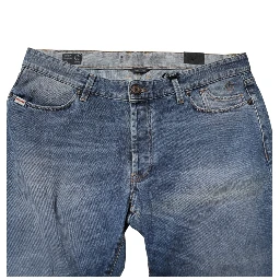 Blue Washed Mid Waist Straight Men Denim Trouser Jeans