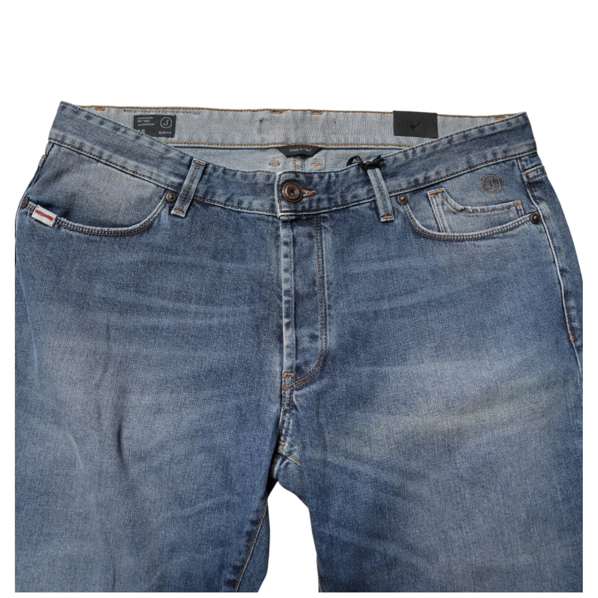 Blue Washed Mid Waist Straight Men Denim Trouser Jeans